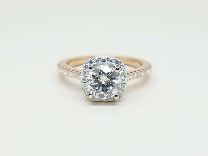Rose gold custom diamond ring front view
