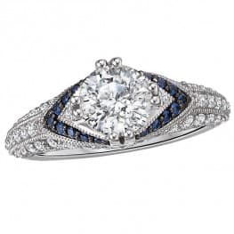 Engagement Ring, set with Sapphires and Diamonds