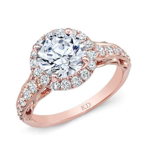 Rose Gold Classic Halo Diamond Engagement Ring