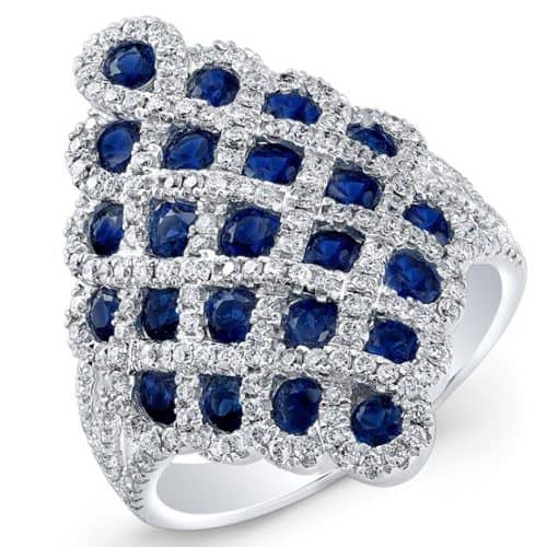 Sapphire And Diamond Ring 18 White Gold Contemporary