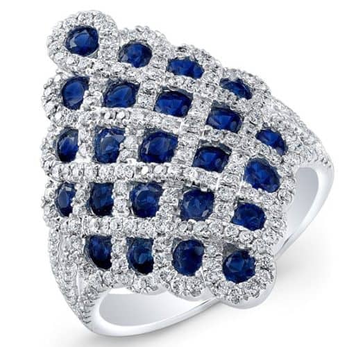 Sapphire And Diamond Ring 18 White Gold Contemporary