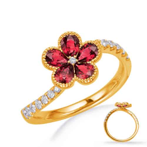 S. Kashi Yellow Gold Ruby & Diamond Ring (C5841-RYG)