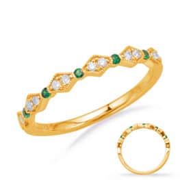 S. Kashi Yellow Gold Emerald & Diamond Ring (C8031-EYG)