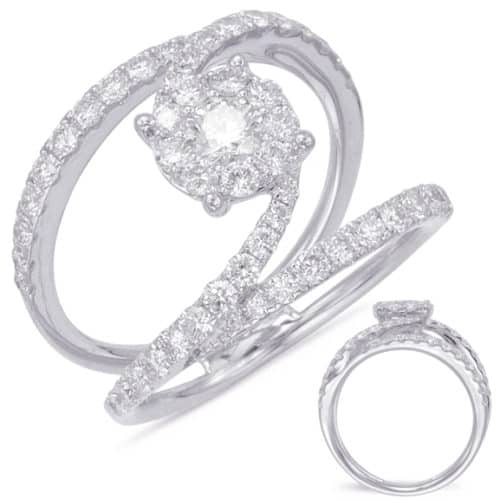 Fashion Ring, 14 k white gold,  with 56 diamonds