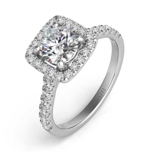 S. Kashi White Gold Halo Engagement Ring (EN7486-75WG)