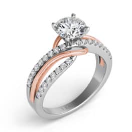 S. Kashi Rose & White Gold Engagement Ring (EN7533-1RW)