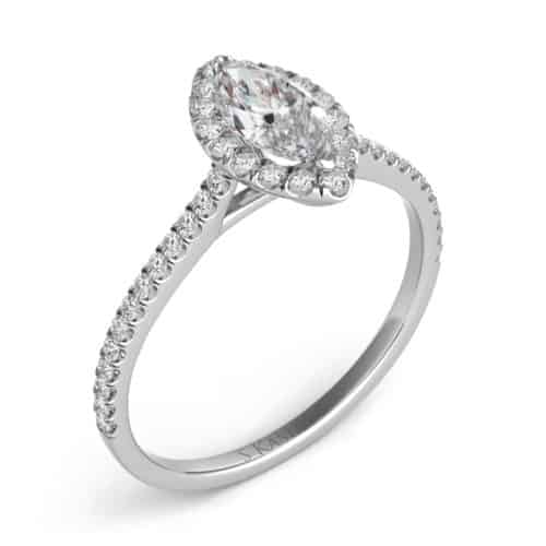 S. Kashi White Gold Halo Engagement Ring (EN7599-8X4MWG)