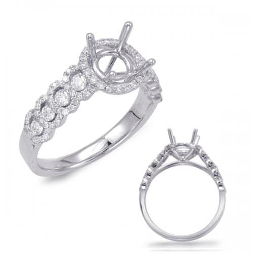 Engagement ring, Halo style with small halos on each side,
