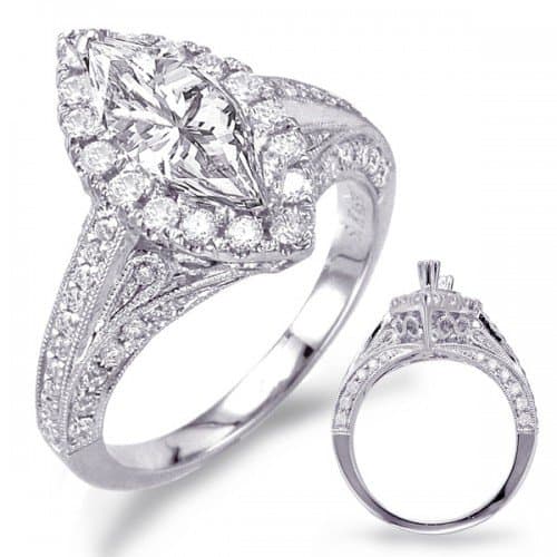 Engagement ring, Vintage Halo Style for Marquise Diamond