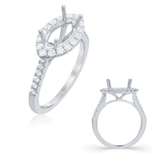 Engagement ring, Halo style for Marquise diamond