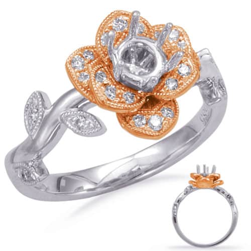 S. Kashi White  & Rose Gold Halo Engagement Ring (EN7818-30RW)