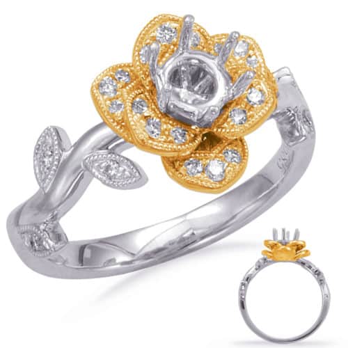 S. Kashi White & Yellow Gold Halo Engagement Ring (EN7818-75YW)