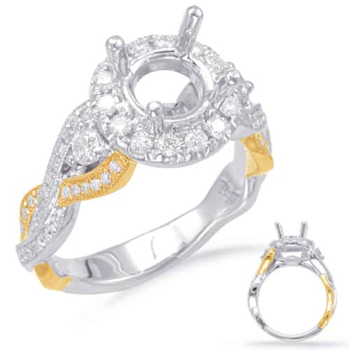 S. Kashi White & Yellow Gold Halo Engagement Ring (EN7824-1YW)