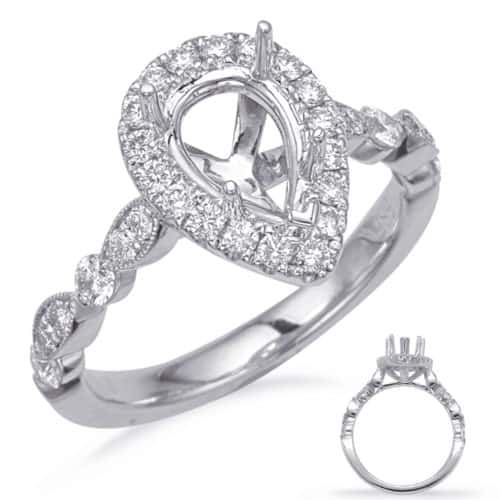 S. Kashi White Gold Halo Engagement Ring (EN7866-7X5MPSWG)