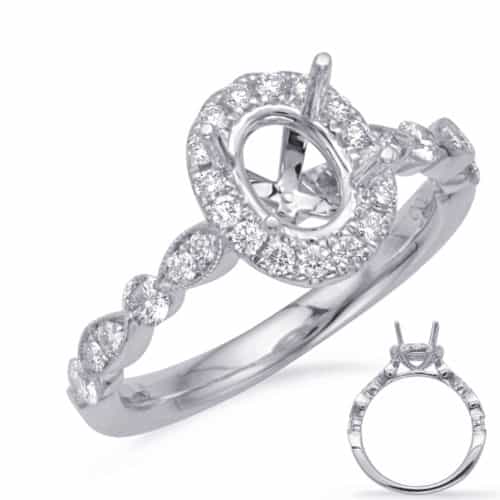 S. Kashi White Gold Halo Engagement Ring (EN7866-8X6MOVWG)