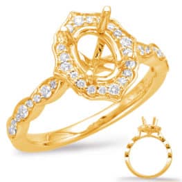S. Kashi Yellow Gold Halo Engagement Ring (EN7948-7X5MOVYG)