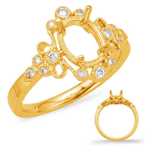 S. Kashi Yellow Gold Halo Engagement Ring (EN8044-10X8MYG)
