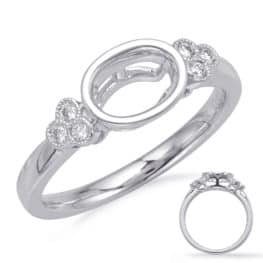 S. Kashi White Gold Bezel Head Engagement Ring (EN8125-6X4MWG)