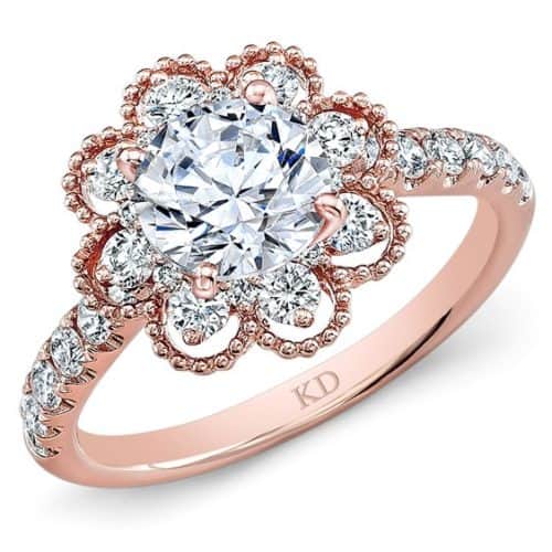 Rose Gold Prong Set Vintage Diamond Engagement Ring