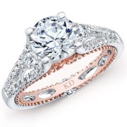 White & Rose Gold Inspired Vintage Diamond Engagement Ring