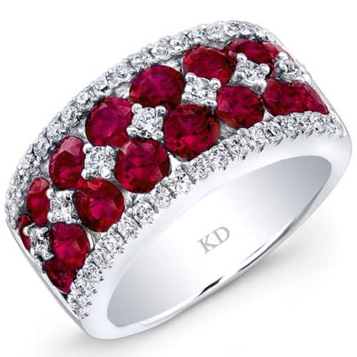 Ruby & Diamond Ring, Natural Color, 18 Karat White Gold