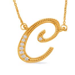 S. Kashi Yellow Gold Diamond Initial C Pendant (N1027-CYG)
