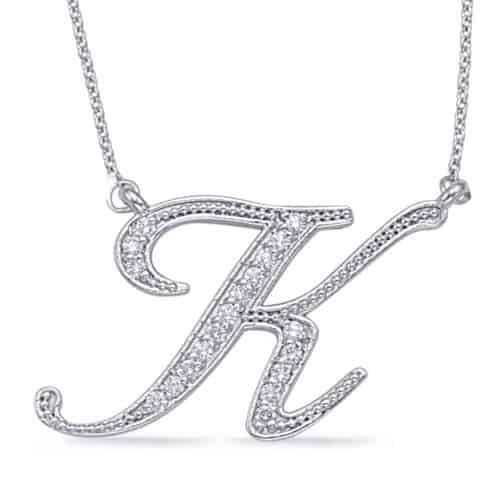 S. Kashi White Gold Diamond Initial K Pendant (N1027-KWG)