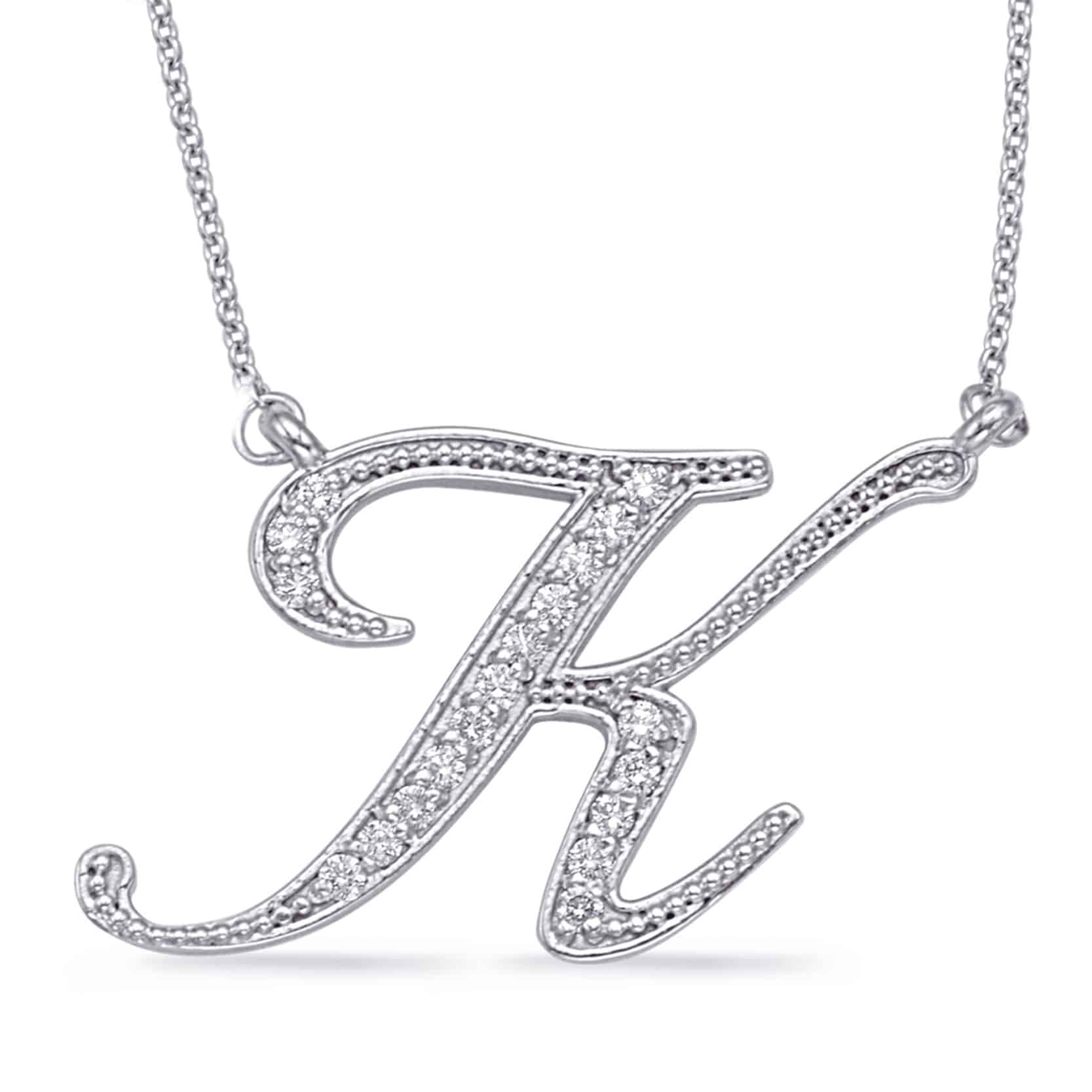 S. Kashi White Gold Diamond Initial K Pendant (N1027KWG) Michael