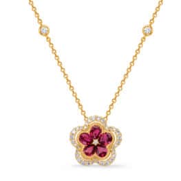 S. Kashi Yellow Gold Diamond & Ruby Necklace (N1239-RYG)