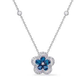 S. Kashi White Gold Diamond & Sapphire Necklace (N1239-SWG)