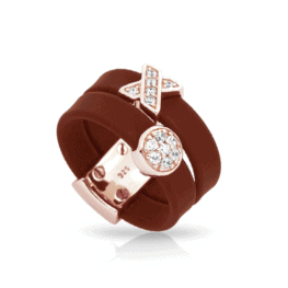 belle etoile hugs and kisses brown rose gold ring