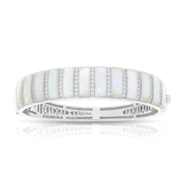 Belle Étoile Regal Stripe Mother-of-Pearl White Bangle Bracelet