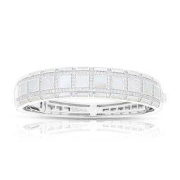 Belle Étoile Regal White Mother-of-Pearl Bangle Bracelet