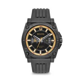 Bulova black silicone Grammy watch.
