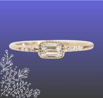 East-West Diamond Emerald Setting Engagement Ring