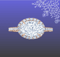 East-West Diamond Oval Setting Engagement Ring