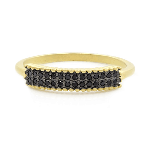 freida rothman black stone pave thin ring