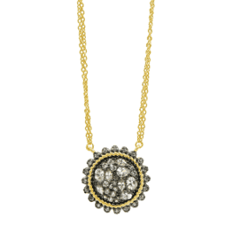 Freida Rothman Gilded Cable Pebble Stone Disc Necklace.
