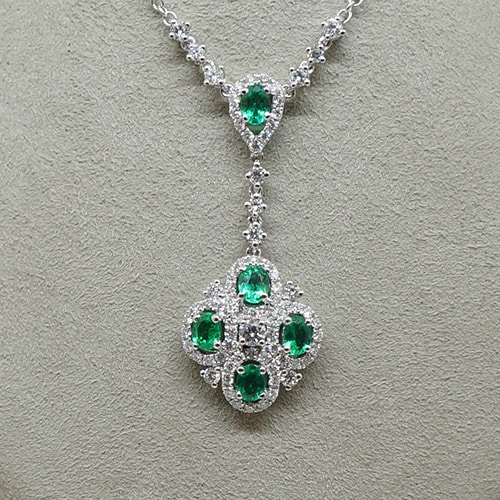 Large 31.15 Carat Green Beryl and Diamond Pendant Necklace
