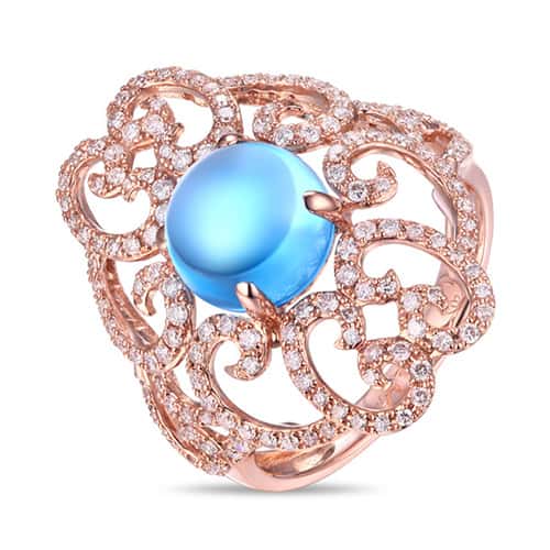 Luvente Blue Topaz and Diamond Rose Gold Ring