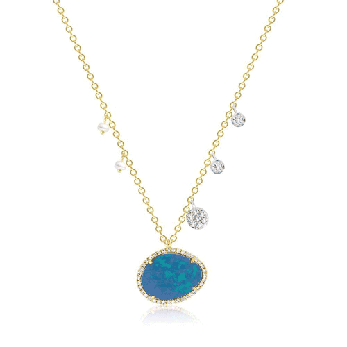 Meira T Australian opal necklace with diamonds and pearls
