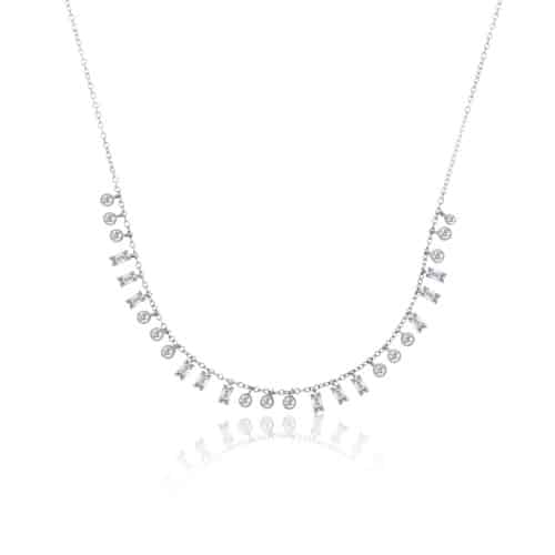 Meira T Baguette Diamond Necklace.