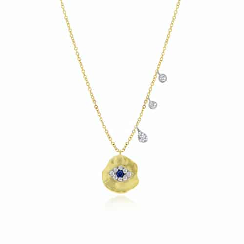 Meira T Blue Sapphire Evil Eye Coin Diamond Necklace