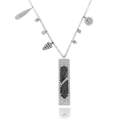 meira t hematite off-centered white gold charms necklace
