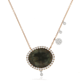 Meira T Labradorite Charm Necklace with 14K Rose Gold and Diamonds