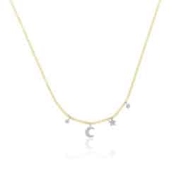 Meira T mini moon and star bezel necklace.