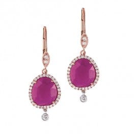Meira T Rose Gold Pink Sapphire and Diamond Earrings