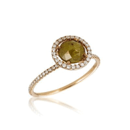 Meira T Rose Gold Rough Diamond Circular Ring.