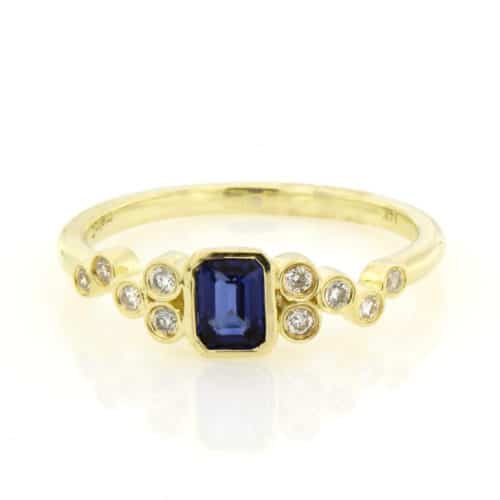 Meira T Blue Sapphire and Diamond Bezel Ring