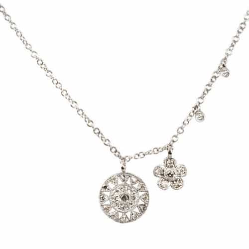 Meira T White Gold Antique Charm Necklace